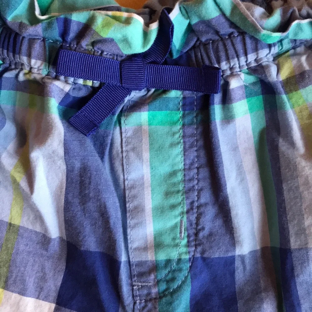 Gymboree 6 100% cotton blue plaid ruffle waist shorts